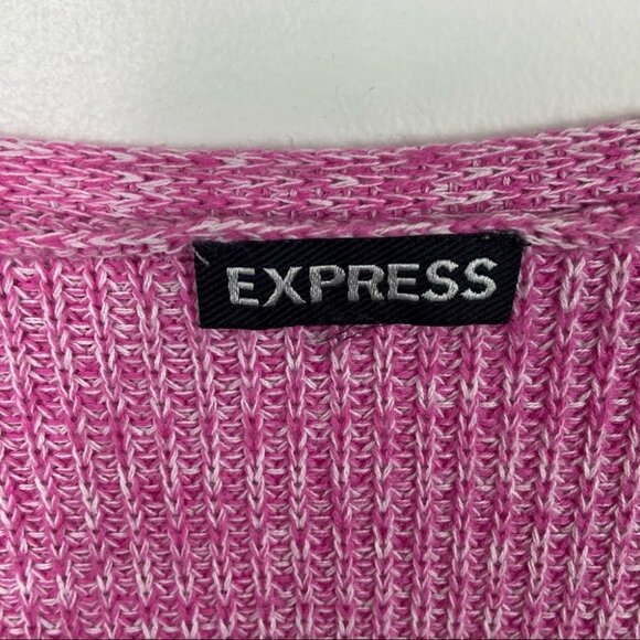 Express Pink V-Neck Knit Sweater 3/4 Sleeves Size Medium Top‎ Short Sleeve Boho - Picture 3 of 8